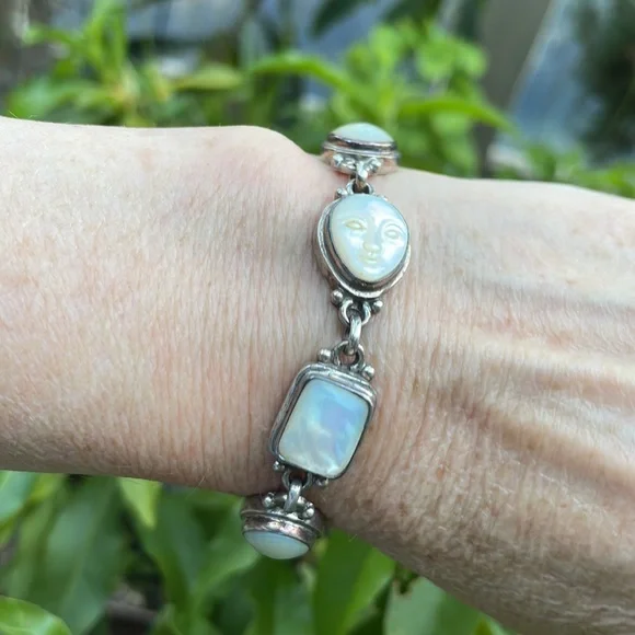 Vintage sterling silver/mother of purl bracelet - Picture 7 of 9